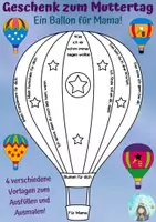 Vorschau - Mal- und Bastelvorlagen - Geschenk zum Muttertag (einen Heißluftballon basteln) - Deckblatt