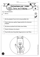 Vorschau - Arbeitsblätter - Partnerlesen und -malen | Tiere im Frühling - Hund - Seite 1