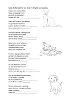 Vorschau - Arbeitsblätter - Hund und Katze - Gedicht von Wilhelm Busch - Seite 1