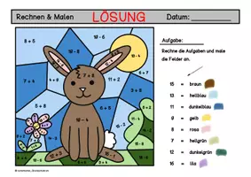 Vorschau - Arbeitsblätter - FREEBIE Rechen-Mal-Blatt Hase (Klasse 1) - Seite 3