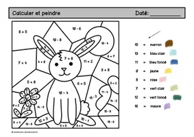 Aperçu - Jeux - FREEBIE - Calculer et peindre lapin (1st grade) - Page 2