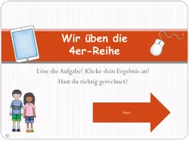 Vorschau - Interaktives Material - Wir üben die 4er- Reihe des Einmaleins (interaktiv) - Seite 1