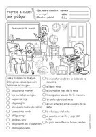 Vista previa - Hojas de trabajo - en la escuela leer y dibujar hojas de trabajo Español - página 2