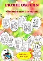 Vorschau - Präsentationen/Tafelbilder - "Frohe Ostern" Eiergirlande zum Ausmalen (ohne 3D-Effekt) - Deckblatt