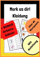 Vorschau - Arbeitsblätter - Merk es dir - Kleidung + BONUS Arbeitsblätter (auch als Wortkarten/Vokabelkarten nutzbar) - Deckblatt