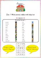 Vorschau - Bildkarten - Zoo / Wild animal riddle with help list - Deckblatt