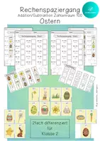 Vorschau - Arbeitsblätter - Rechenspaziergang OSTERN Addition Subtraktion Zahlenraum 100 - 2 Differenzierungen - Klasse 2 - Deckblatt