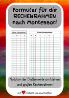 Vorschau - Arbeitsblätter - Formular zur Notation der Stellenwerte - kleiner/großer Rechenrahmen nach Montessori - Deckblatt