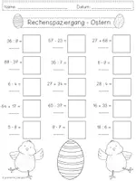 Vorschau - Arbeitsblätter - Rechenspaziergang OSTERN Grundrechenarten Zahlenraum 100 - 2 Differenzierungen - Klasse 2 - Seite 1