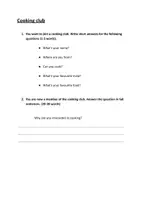 Vista previa - Evaluación - WRITING TEST PRACTICE no.1. COOKING CLUB - Portada