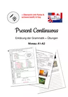 Vorschau - Arbeitsblätter - Present Continuous - Arbeitsblatt mit Erklärung & Übungen & Brettspiel - A1-A2 - Deckblatt