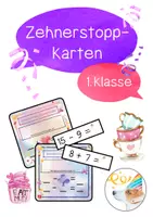 Vorschau - Arbeitsblätter - Zehnerstopp-Karten zum Üben des Zehnerübergangs - Deckblatt