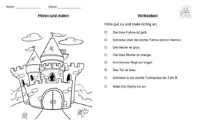 Vorschau - Arbeitsblätter - AB Hören und malen Ritterburg - Deckblatt