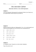 Vorschau - Arbeitsblätter - Arbeitsblatt: Rationale Zahlen an der Zahlengeraden - Deckblatt