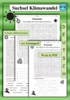 Vorschau - Arbeitsblätter - Suchsel Klimawandel - 3-fach differenziert #TimeForClimateAction - Deckblatt