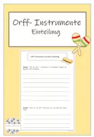 Vorschau - Arbeitsblätter - Orff-Instrumente Einteilung Arbeitsblatt - Deckblatt