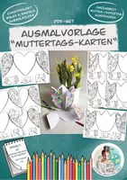 Vorschau - Unterrichtsreihen - Bastelvorlage Malvorlage "Muttertags-Karten" Klappkarten - Deckblatt