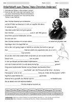 Vorschau - Arbeitsblätter - Arbeitsblatt "Hans Christian Andersen" + Onlineübung & MP3 + Mindmap + Infografik - Deckblatt