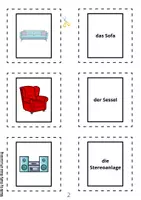 Vorschau - Spiele - Merk es dir - Wohnzimmer (auch als Wortkarten/Vokabelkarten nutzbar) + BONUS-Arbeitsblätter - Seite 2
