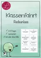 Vorschau - Aufgabenkarten - Klassenfahrt Redeanlass - Deckblatt