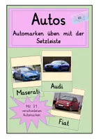 Vorschau - Spiele - Thema Autos : Automarken üben mit der Setzleiste - Deckblatt