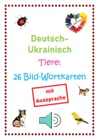 Vorschau - Fördermaterial/Inklusion - DaZ/DaF: Deutsch-Ukrainisch VIDEO mit AUSSPRACHE Tiere - Deckblatt
