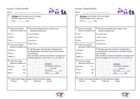 Vorschau - Test - Kurztests Längenmaße in A/B-Version, mit Lösungen - Deckblatt