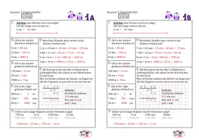 Vorschau - Test - Kurztests Längenmaße in A/B-Version, mit Lösungen - Seite 1