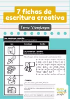 Vista previa - Hojas de trabajo - 7 fichas de escritura creativa. Tema: Videojuegos 🎮 - Portada