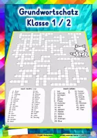 Vorschau - Stationenlernen - Kreuzworträtsel zum Abschreiben, Hessischer Grundwortschatz Kl.1+2, Abschreibübung (D-A-CH) - Deckblatt