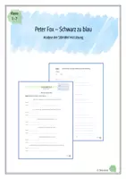 Vorschau - Arbeitsblätter - Peter Fox - Schwarz zu Blau: AB zur Stilmittelanalyse - Deckblatt