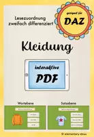 Vorschau - Interaktives Material - Wortschatz DAZ / Lesen: Kleidung, interaktive PDF - Deckblatt