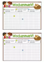 Vorschau - Aufgabenkarten - Schriftliche Division mit Komma (Wochenmarkt, Kartei) - Seite 1