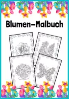 Vorschau - Mal- und Bastelvorlagen - Blumen-Malbuch - verschiedene Blumenbilder zum Ausmalen - Deckblatt