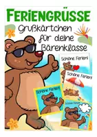Vista previa - Manualidades / Dibujos para colorear - Feriengrüße Sommer - Bärenklasse in der Grundschule (Klassenmaskottchen) Alemán / Deutsch - Portada