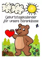 Vista previa - Manualidades / Dibujos para colorear - Geburtstagskalender - Bärenklasse Grundschule Klassenmaskottchen Deutsch / Alemán - página 1