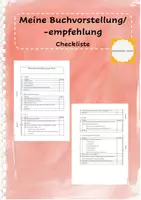 Vorschau - Arbeitsblätter - Checkliste Buchvorstellung / Buchempfehlung - Deckblatt