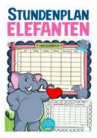 Vista previa - Manualidades / Dibujos para colorear - Stundenplan Elefantenklasse (Klassenmaskottchen) Deutsch / Alemán - Portada