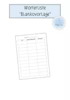 Vorschau - Arbeitsblätter - Wörterliste - Blankovorlage - Deckblatt