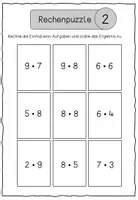 Vorschau - Arbeitsblätter - Rechenpuzzle - Einmaleins - Mathe Freiarbeit Lerntheke Grundschule - Seite 1