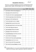 Vorschau - Arbeitsblätter - Satzglieder erkennen / unterscheiden Klasse 4 - Deckblatt