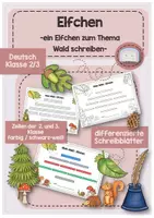 Vorschau - Arbeitsblätter - Elfchen - Kreatives Schreiben - Elfchen über den Wald schreiben - Deckblatt
