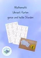 Vorschau - Aufgabenkarten - Uhrzeit: Karten für PA ganze und halbe Stunden - Deckblatt