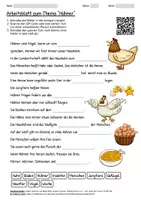 Vorschau - Arbeitsblätter - Arbeitsblatt "Hühner" + Onlineübung & MP3 + Mindmap + Infografik - Deckblatt