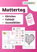 Vorschau - Mal- und Bastelvorlagen - Muttertag ❤️ Kärtchen • Faltheft • Ausmalbilder - Deckblatt