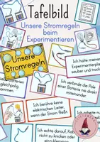 Vorschau - Stundenentwürfe - Tafelbild/ Legebild: Unsere Stromregeln beim Experimentieren - Deckblatt