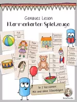 Vorschau - Stationenlernen - Klammerkarten zum genauen Lesen * Spielzeuge - Deckblatt