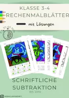 Vorschau - Arbeitsblätter - Rechenmalblätter schriftliche Subtraktion - Deckblatt