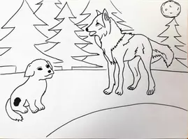 Vorschau - Stundenentwürfe - Wir schreiben eine Fabel nach Bildern - Hund und Wolf - Seite 1