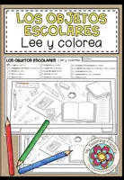 Vista previa - Hojas de trabajo - LOS OBJETOS ESCOLARES - Lee y colorea (2 niveles de diferenciación) - Portada